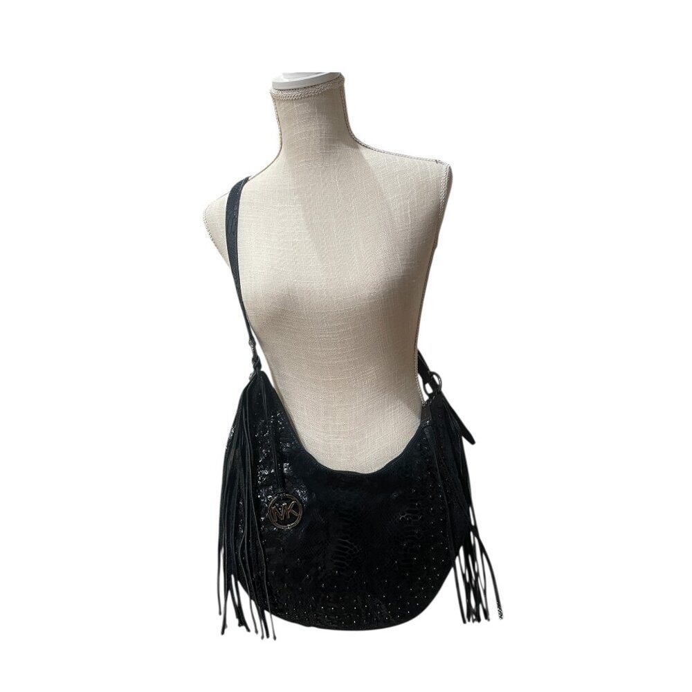 Michael Kors Rhea Crystal Black Python Leather St… - image 1